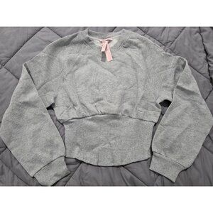 NEW Women's Sz M Victoria's Secret Cotton Fleece Corset Crewneck Grey Sweatshirt
